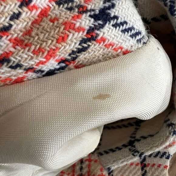 Queen of Capes Country Place Cape Jacket Women Tweed Vintage Cream Plaid Mod 60s - Picture 6 of 16